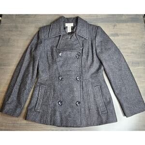 Covington Double Breasted Pea Coat Women’s Wool Blend Size Small Dark Gray Lined